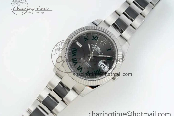 0212 DateJust 41 126334 NTF 1:1 Best Edition 904L Steel Gray Dial Green Roman on Oyster Bracelet VR ZeroBulk 2285